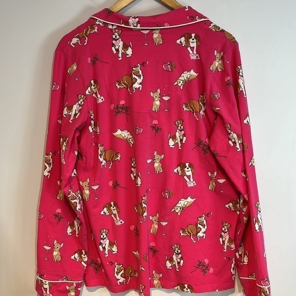 BEDHEAD “be mine” hot pink dogs long sleeve pyjama shirt size medium - Picture 8 of 8